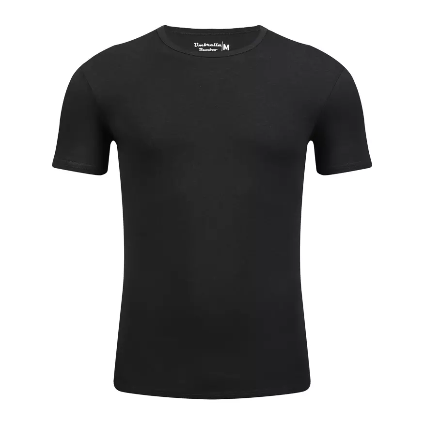 Sort Rundhals Bambus T-Shirt forfra