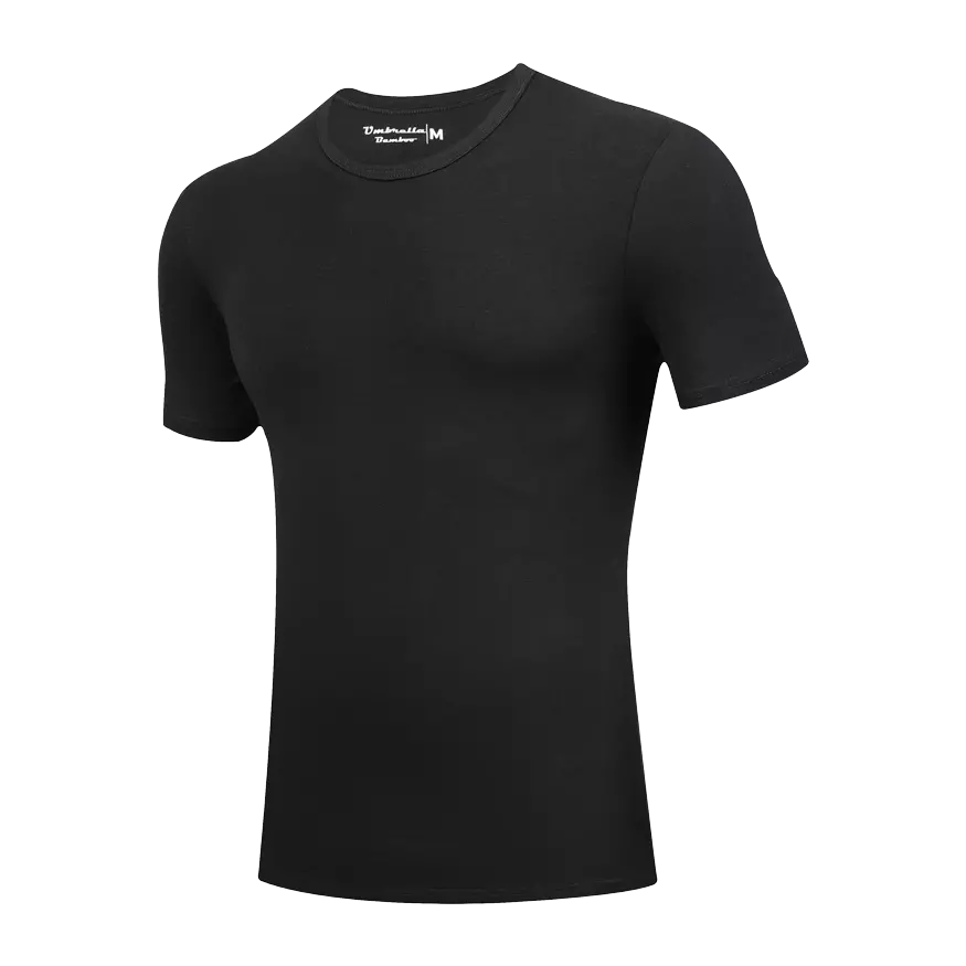 Sort Rundhals Bambus T-Shirt fra Siden