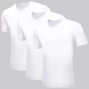 3 Hvide Bambus V-Hals T-Shirts