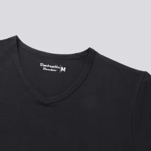 Halsåbning Sort V-Hals Bambus T-Shirt