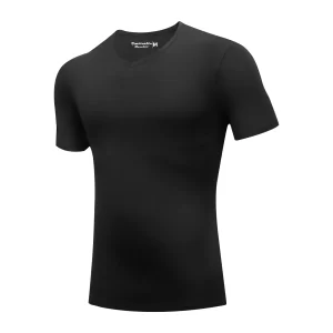 Sort V-hals Bambus T-Shirt fra siden