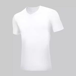 Hvid Bambus V-hals T-Shirt fra siden