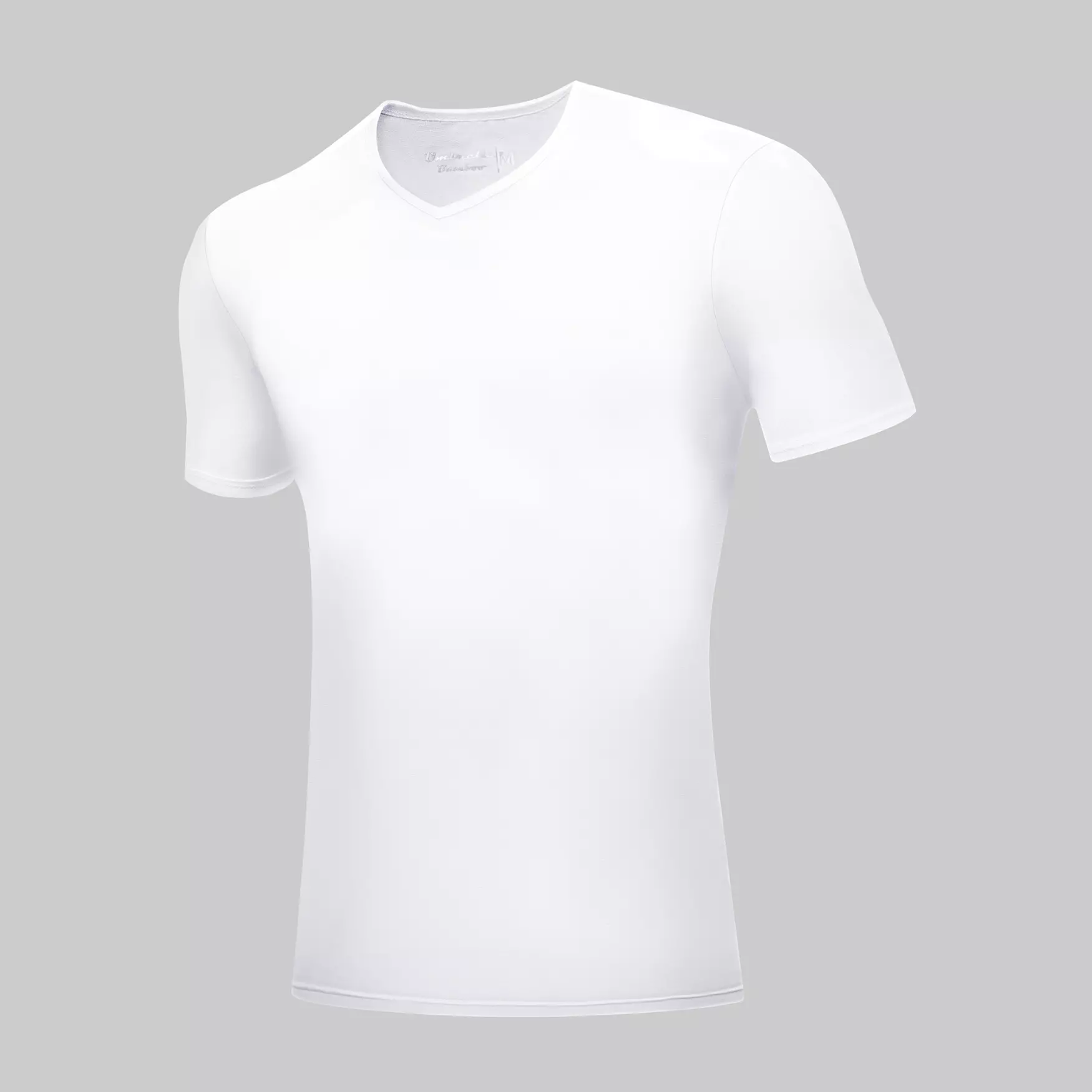 Hvid Bambus V-hals T-Shirt fra siden