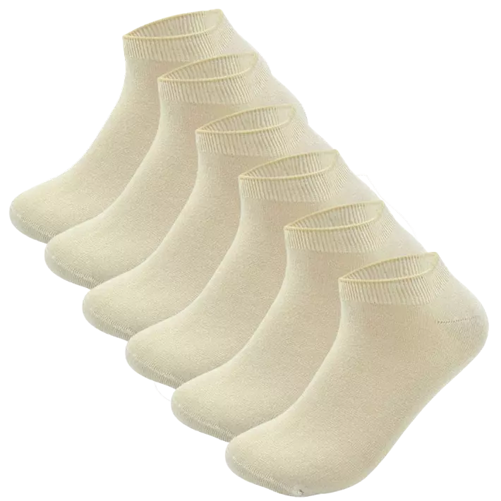 6 par Beige Bambus Ankelstrømper