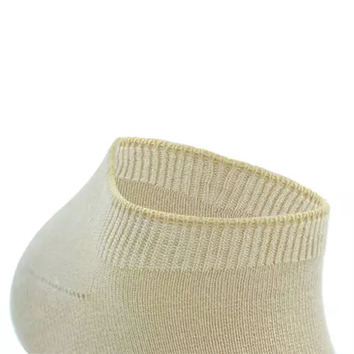 Top Rib på Beige Bambus Ankelstrømpe