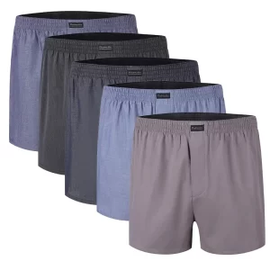 5 Ensfarvede Vævede Boxershorts