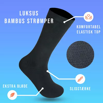 12-pak Luksus Bambus Strømper Sort